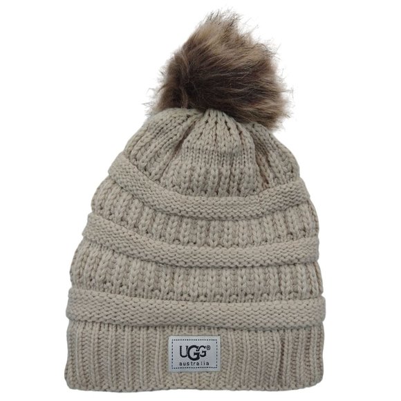 UGG | Accessories | Ugg Knit Ribbed Cable Beanie Hat Faux  display picture 2